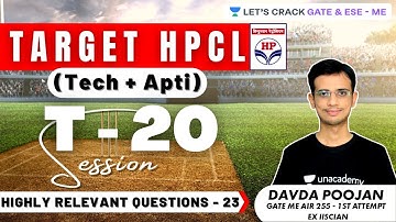 Target #HPCL (Tech + Aptitude) | T-20 session | Highly Relevant Questions (Part 23) | Davda Poojan