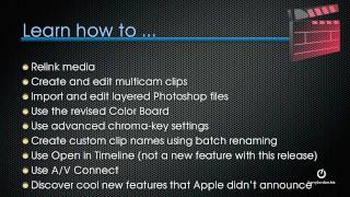 Final Cut Pro training - Final Cut Pro X v 10.0.3 (Training Overview)