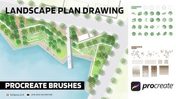 Landscape Architecture Plan Drawing in Procreate Ipad | Landscape Brushes