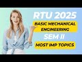BTECH IInd Semester | Basic Mechanical Engineering | Most Imp Questions | RTU EXAM 2025 | BME