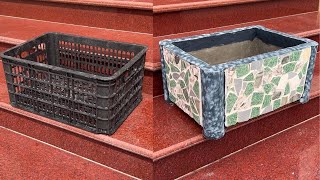 Amazing Cement Craft Tips - Make Flower Pots With Ceramic Tiles And Plastic Baskets by Construction - Products Cement 8,441 views 10 months ago 12 minutes, 17 seconds