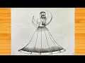 Very easy girl drawing | how to draw a girl backside with beautiful dress | easy girl drawing |
