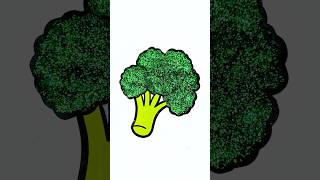 DIY glitter green broccoli 🥦 vegetable #coloring #glitter #vegetables #broccoli #kids #easyart