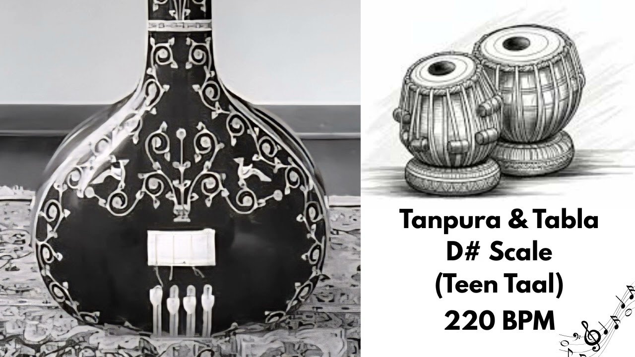 D# Tanpura & Tabla || Teen Taal 200 Bpm || Scale D# 