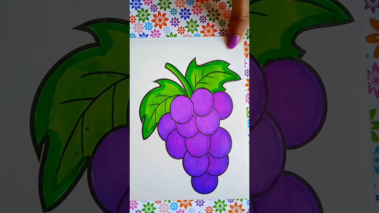 Grapes Coloring / Satisfying Colouring / Kids Art / Brush Pen Art / Easy Coloring 