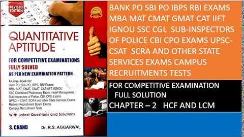 R.S. Aggrawal video solution of hcf & lcm set9