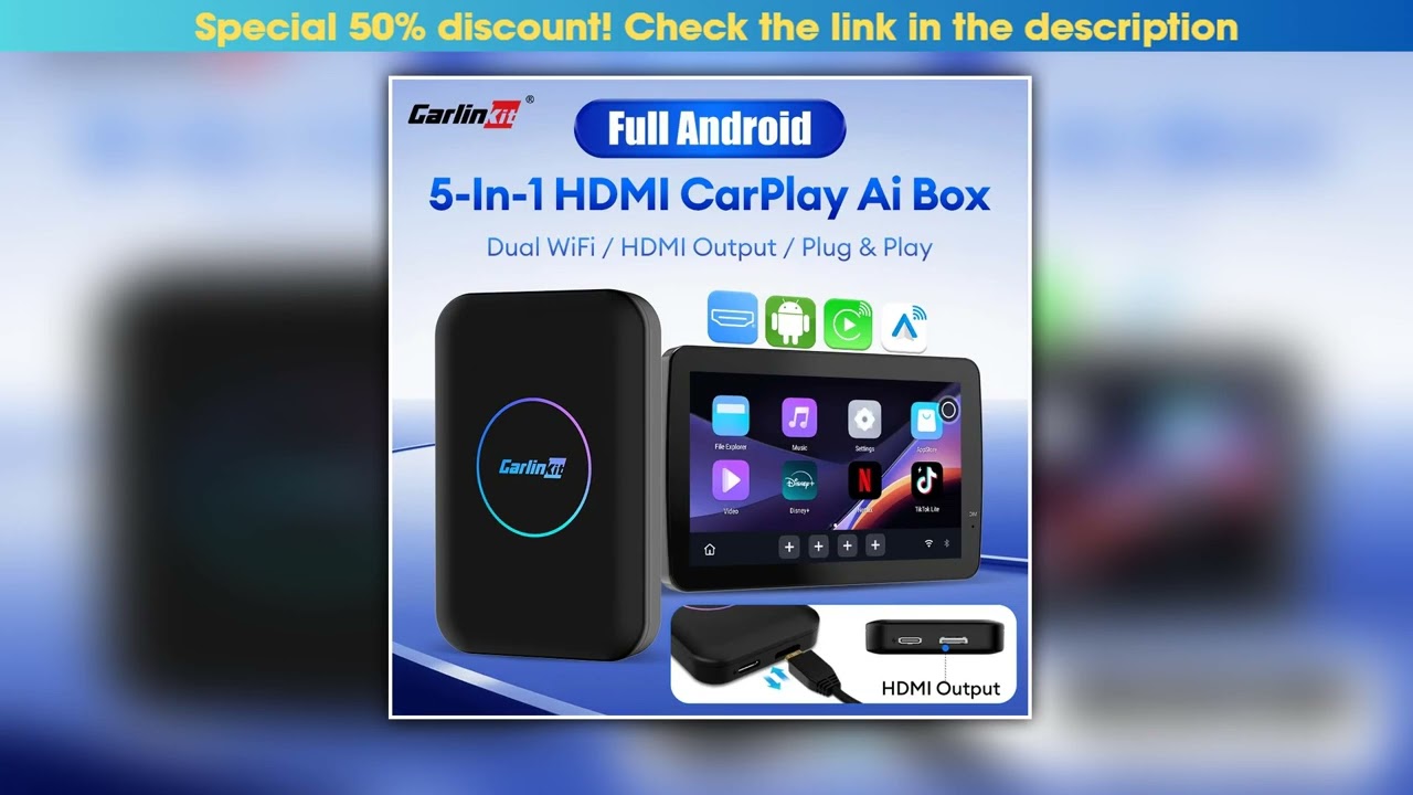 2025 CarlinKit Full Android Ai Box Wireless CarPlay Android Auto HDMI For Netflix YouTube 24Ghz