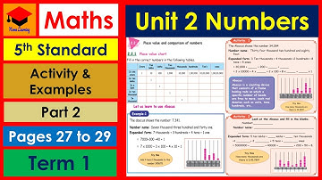 5th Std- Maths- Unit 2- Numbers- Activity & Examples- Pages 27 to 29- Place Value- Part 2- Term 1.