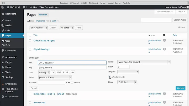 Removing Comments on Pages in WordPress