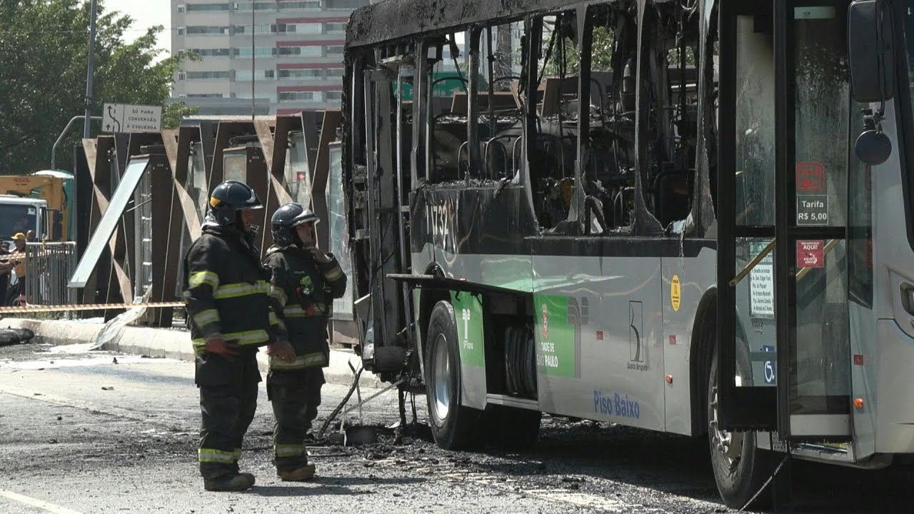 Two dead after small plane crashes on busy Sao Paulo street, hits bus ...