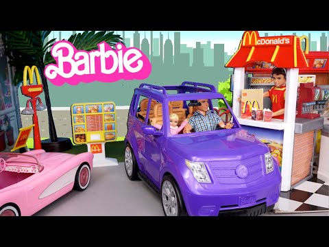 Barbie \u0026 Ken Doll Family Preschool \u0026 Drive Thru Adventures