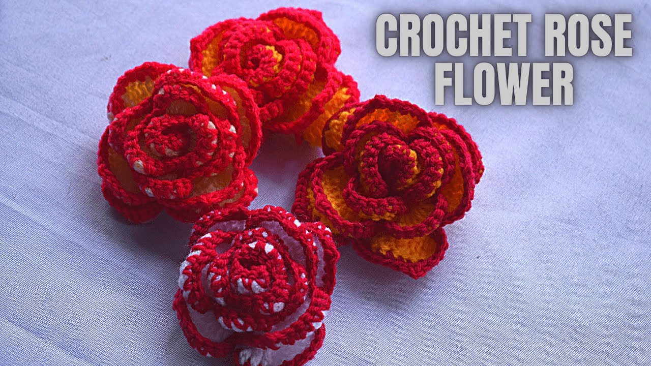 Crochet Rose Flower I How to Knit Crochet Rose Flower? Pabitra Silai Bunai