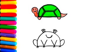 Drawing And Colouring Tortoise & Frog