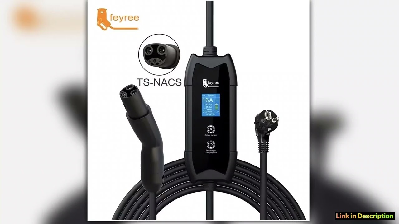 feyree 35KW TSNACS Charger Plug EV Charger Portable 18 LCD Screen with Set Delay Schedule Charging