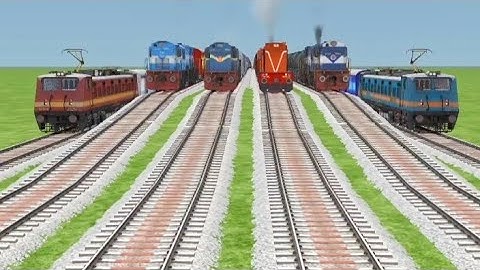 8 LINE RUNNING AT BUMPY FORKED RAILROAD TRACKS | trains simulator route building | train videos |