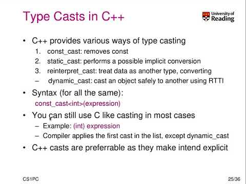 CS1PC C++ Week 4-2-3: Type Casts in C++