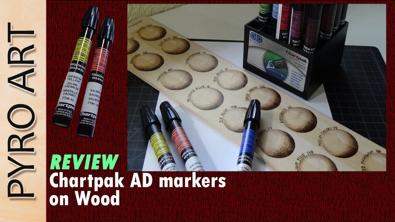 Pyrography: Chartpak AD Touch Up Markers over Wood Burning review ☆