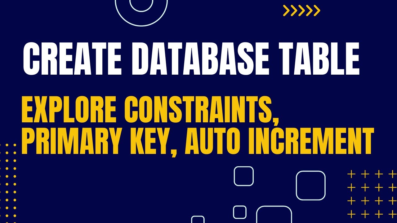 Creating Table Database Primary Key Creating Database Tables with Constraints, Primary Keys, and Auto ...