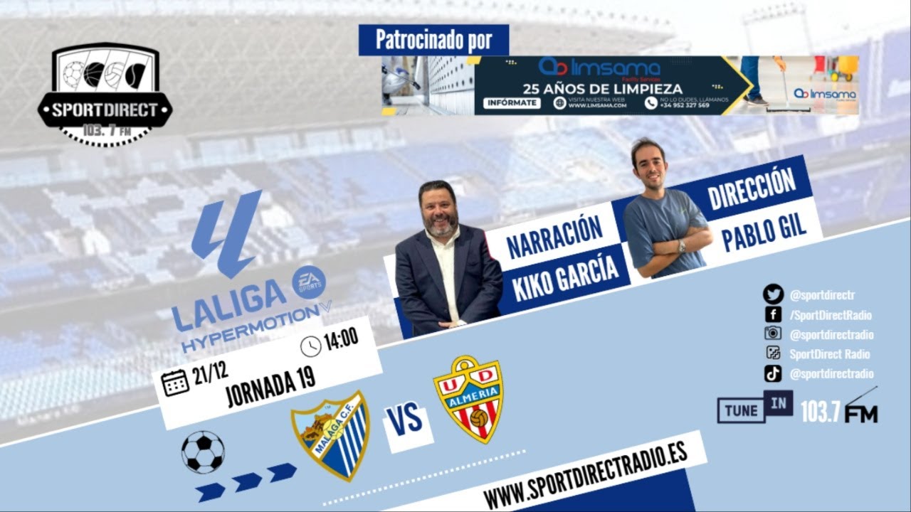 🔴 DIRECTO | MÁLAGA CF vs UD ALMERÍA | Jornada 19 LaLiga Hypermotion | SportDirect Radio