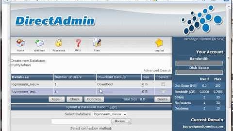 Bisworks   DirectAdmin   hoe maak ik een MySQL database aan