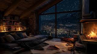 Peaceful Crackling Fireplace with Wind Ambience - Cozy Winter Sounds for Deep Sleep and Relaxation