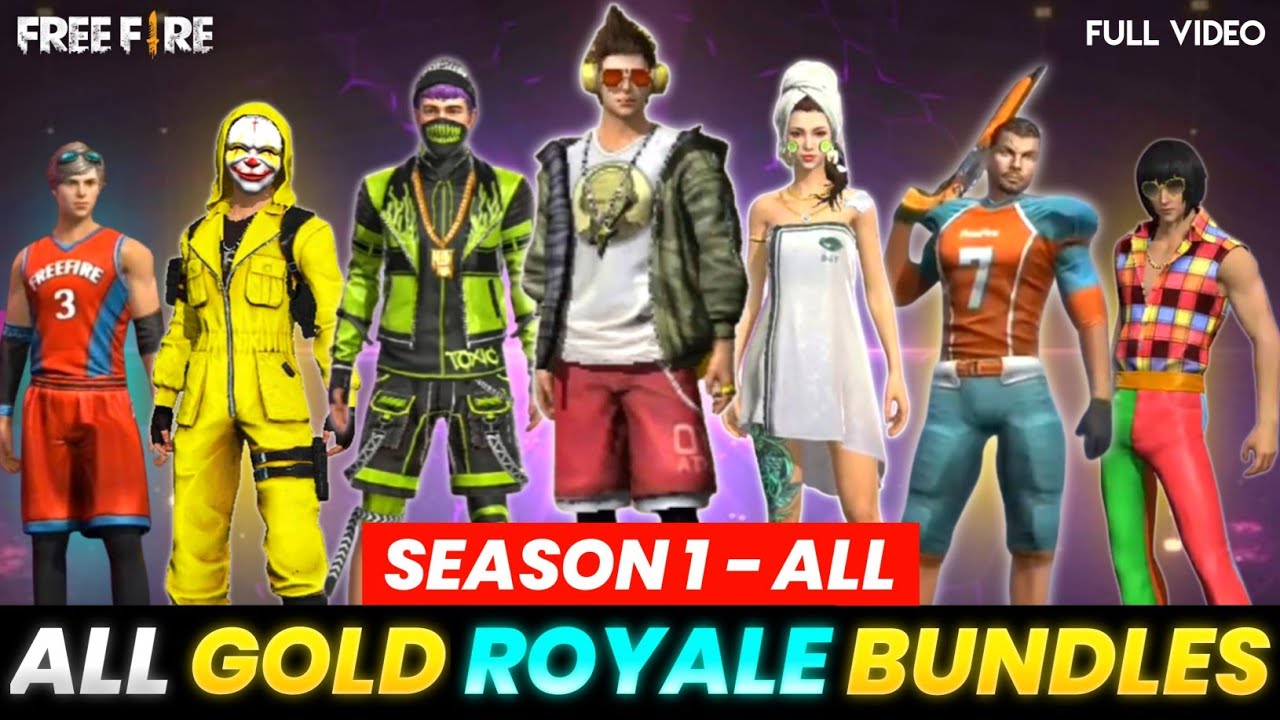 Free Fire All Gold Royale Bundles Season 1 To All Youtube Free Fire All Gold Royale Bundles Season 1 To All Youtube