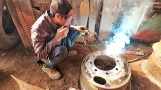 Restoration Old Allory Rim Of Truck Amazing Technique Of Repairing Broken Allory Rim
