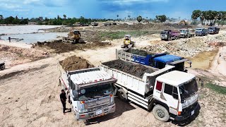 EP22 Great Road Base Construction By Old Bulldozer KOMATSU D60KX and 15ton dump truck