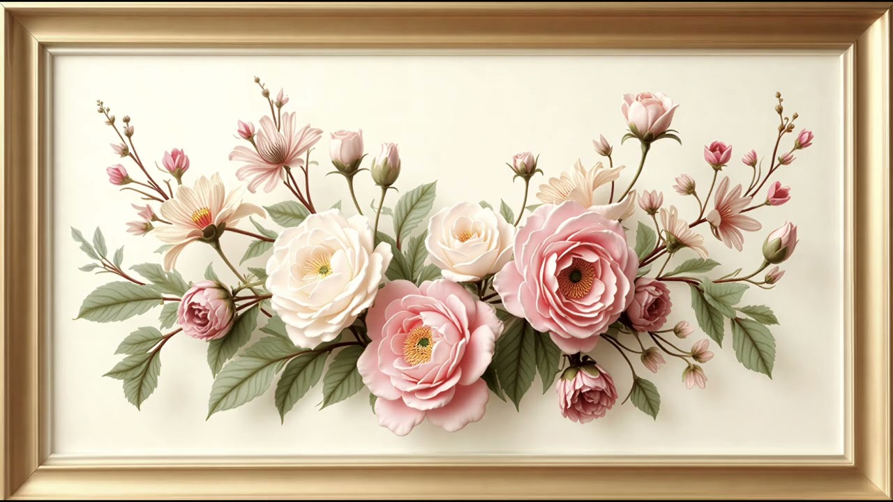 Timeless Floral Harmony – Romantic Classical Oil Painting | 4 Hour Silent TV Art