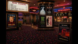 🍿 1990 Movie Theater Ambience 🎬 Cozy Nostalgic Cinema Lobby | Relaxing Instrumental 90's Music