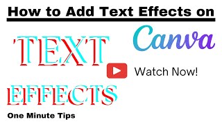 HOW TO ADD EFFECTS TO TEXT ON CANVA! One Minute Tips- Tech- #shorts