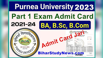 Purnea University Part 1 Admit Card Download Full video