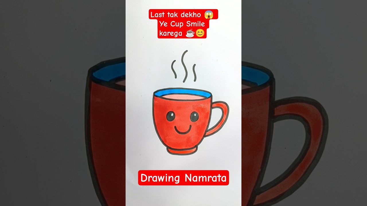 Cute Smiling Tea Cup Drawing ☕😊 