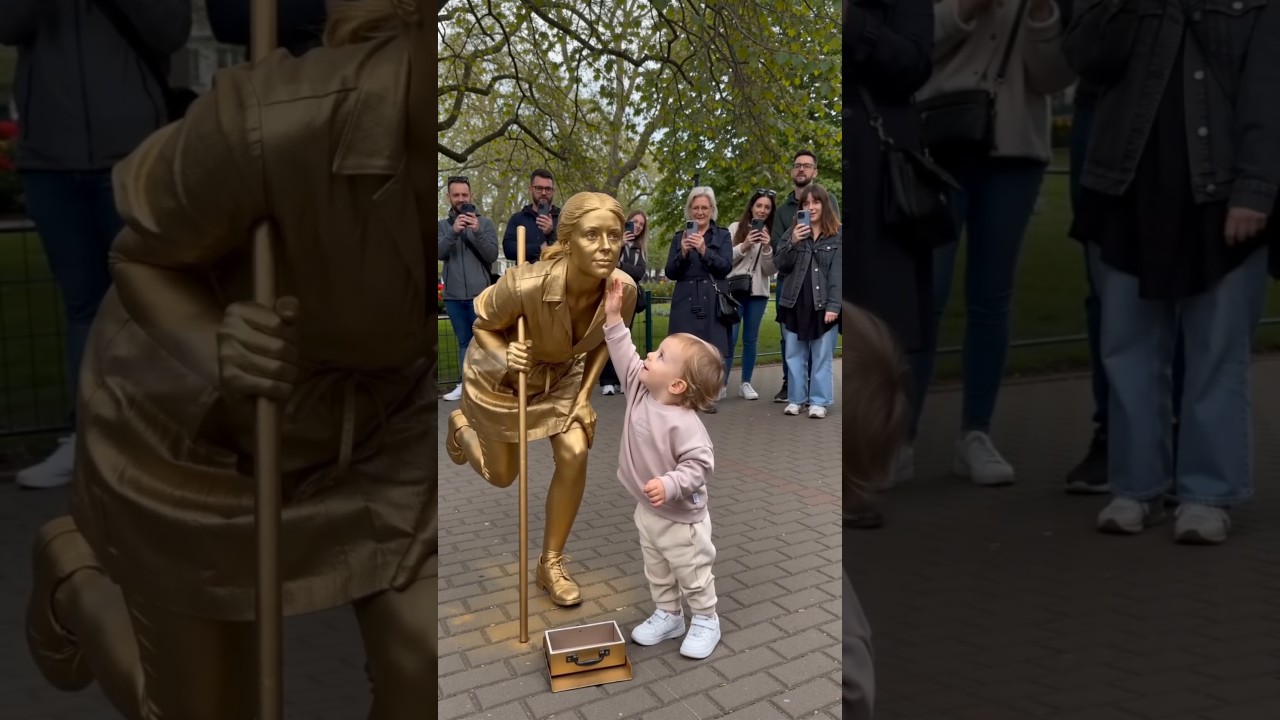 The Most Wholesome Moment Youll See Today Golden Statue vs Toddler#CuteBaby#BabyLife#ToddlerLife