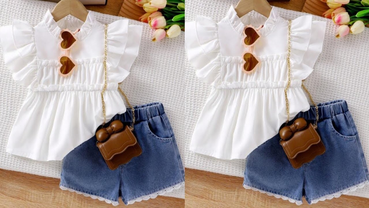 Kids top and shorts cutting and stitching/6-7 year baby girl top with shorts