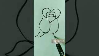 Simple & easy Rose drawing youtube shorts rose drawing sagarbarikarts