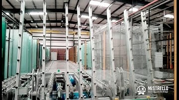 Mistrello Glass Moving Technology   Telescopic loader picks a new glass plate and manages a remnant