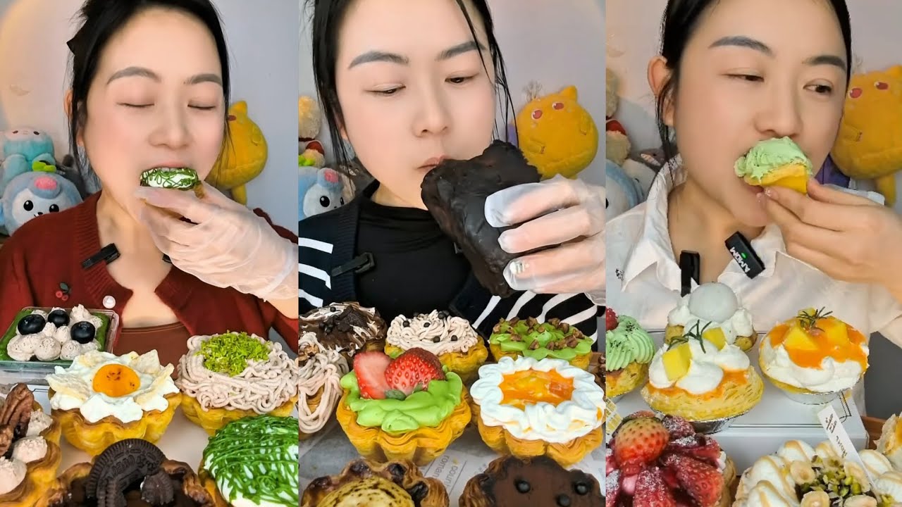 ASMR Mukbang Colorful Cupcakes & Chocolate Desserts | Sweet Cream Frosting Eating Show