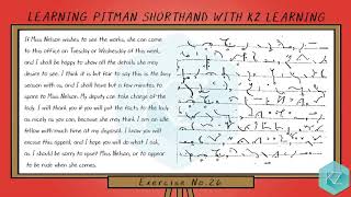 Pitman Shorthand - Exercise No.26 Dictation (140 WPM) - KZ Learning