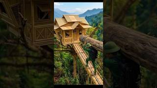 Primitive Camping: Building a Long Log Cabin from Scratch 🪵🔥 #primitive #camping #building #survival