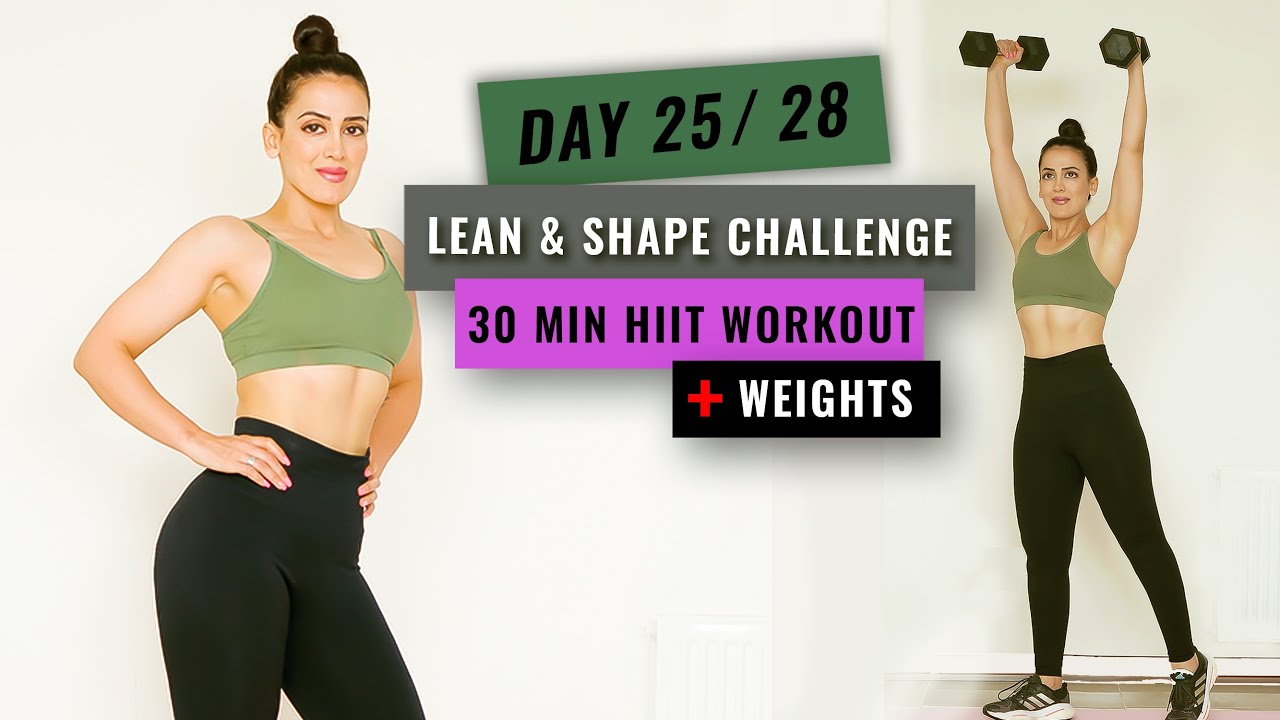Day 25 / 28 : 30 MIN FULL BODY BURNER HIIT WORKOUT - With Dumbbells, No ...