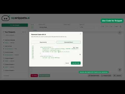 Introducing WP Snippets AI - the smart code snippets WordPress plugin