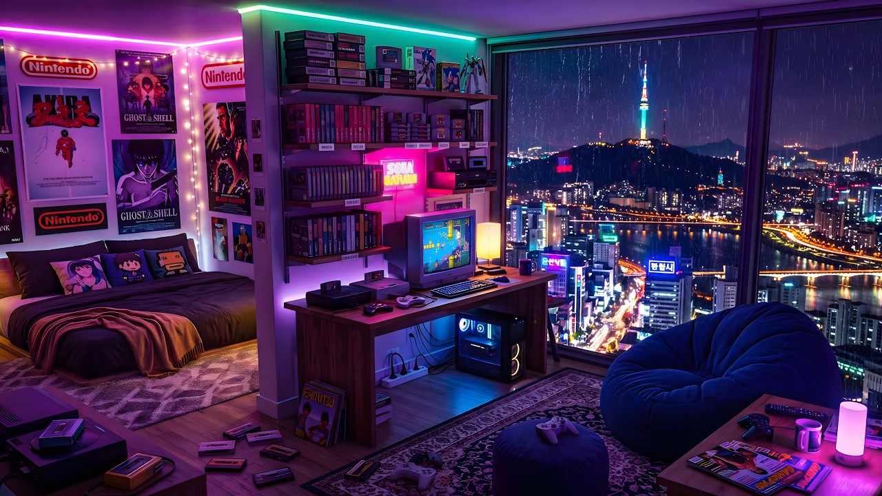 Rainy Seoul City Nights 🌧️ Dreamy Lofi R&B & Rain Sounds for Study & Deep Sleep