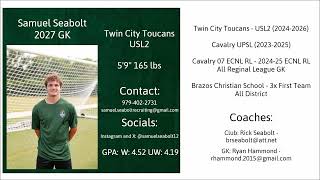 Samuel Seabolt - USL2 2027 GK - 2026 Summer Highlights
