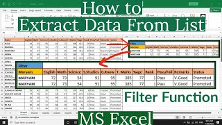 How to Extract Students Data From List in MS Excel | How to Filter Students Data in Excel | Filter