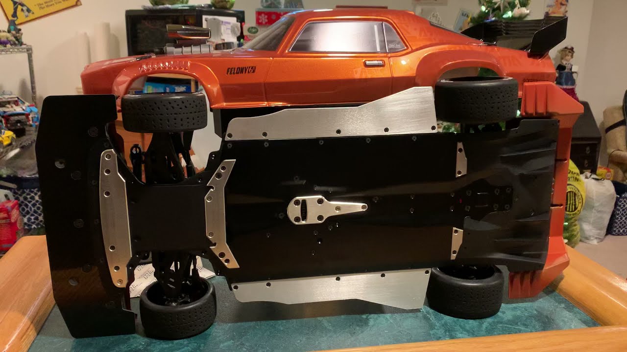 Arrma Felony 6s Aluminum Skid Plates and Carbon Fiber Front Splitter Installed😁