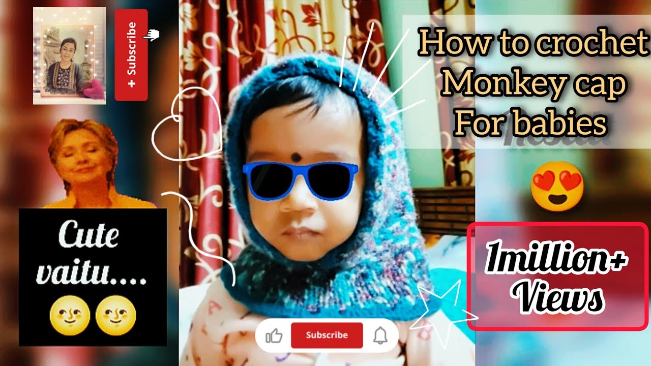 How to make monkey cap for babies upto 1 to 2 year' old।। Easy monkey
