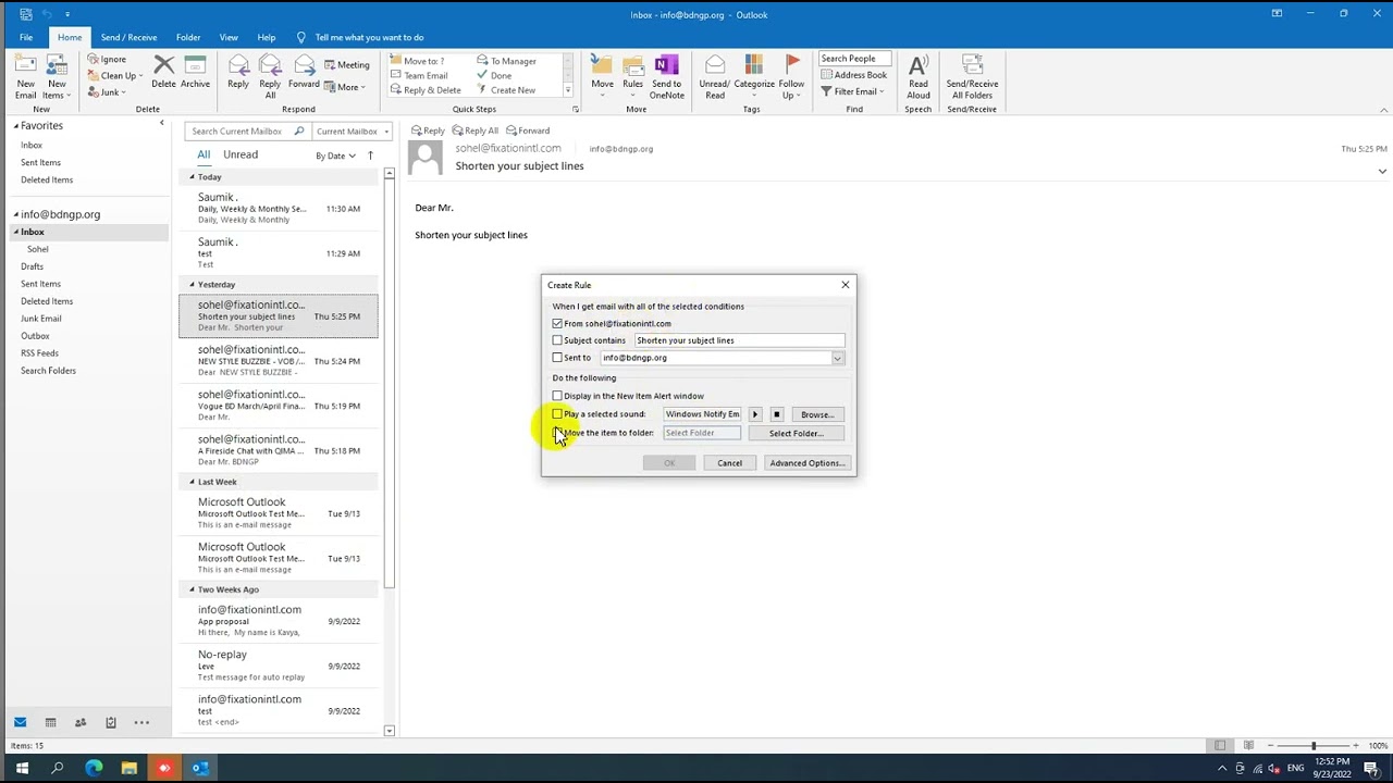 How To Create Folder In Outlook For Specific Email Address YouTube