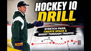 🏒 Hockey IQ Drill: Stretch Pass, Create Space & Shoot Through Traffic