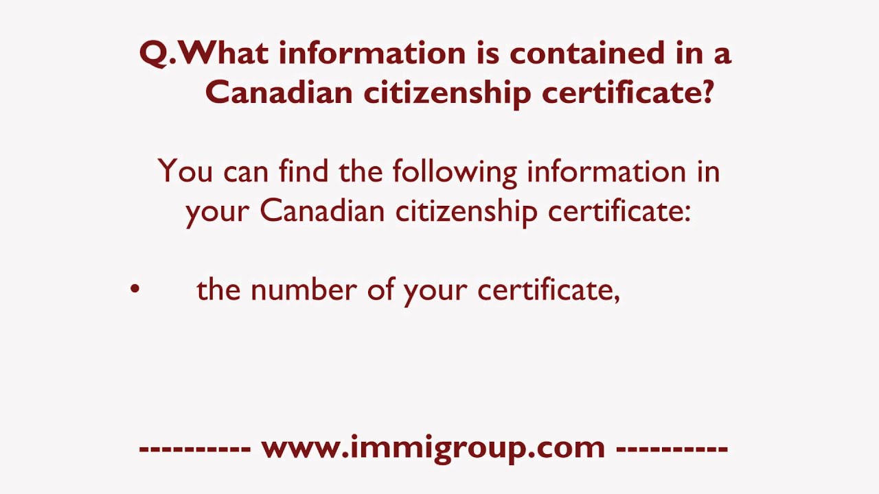 What Information Is Contained In A Canadian Citizenship Certificate